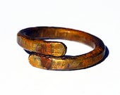 Rugged Heat Colored Copper Band Ring, Hammered Copper Ring, Simple Ring, Thick, Heat Torched Metal Ring