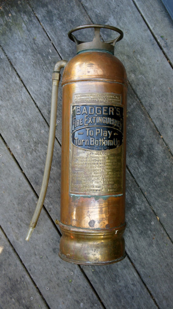 Antique Badgers Water Fire Extinguisher copper by StatusDog