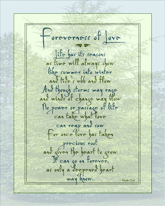  Anniversary  wedding  memorial  Poem FOREVERNESS OF LOVE by