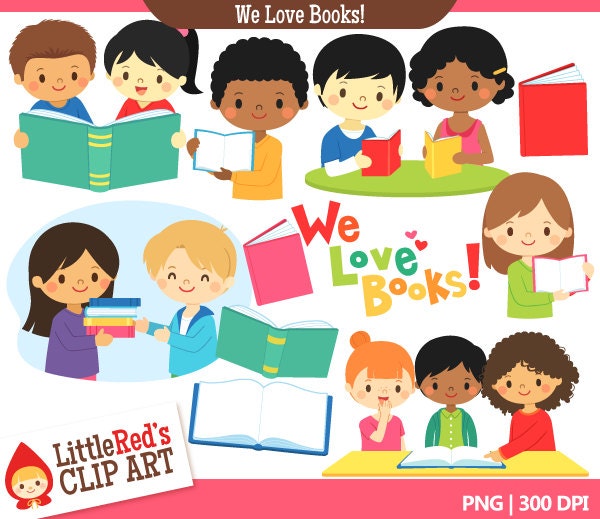 INSTANT DOWNLOAD We Love Books Combo Set by LittleRedsClipArt