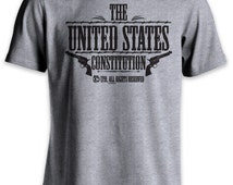 T-shirt Homme Constitution 2nd Amendment Pro Gun - Coton, Fait Main Aux USA, Style Patriotique