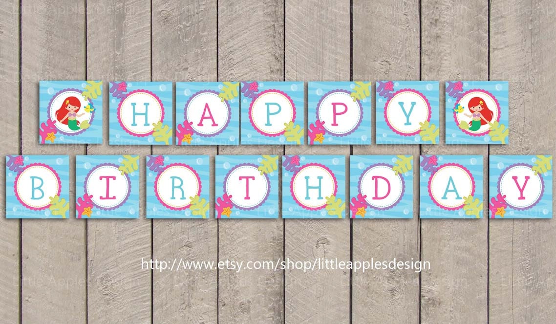 Printable Ariel Birthday Banner | mermaid birthday banner little mermaid birthday banner Printable Ariel Birthday Banner | mermaid birthday banner little mermaid birthday banner
