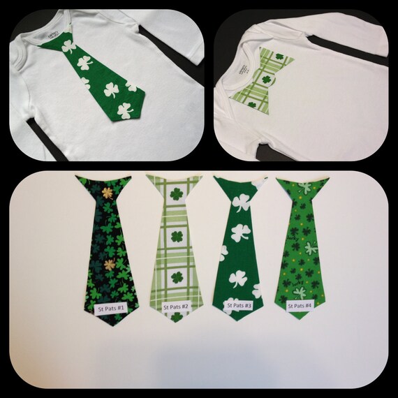 St. Patrick's Day Tie Onesie or T-shirt - Baby Boy Shamrock Tie Onesie - Great outfit for First Saint Patrick's Day