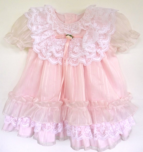Toddler Girls Vintage Pink Dress Chiffon by LilDudesAndDarlins