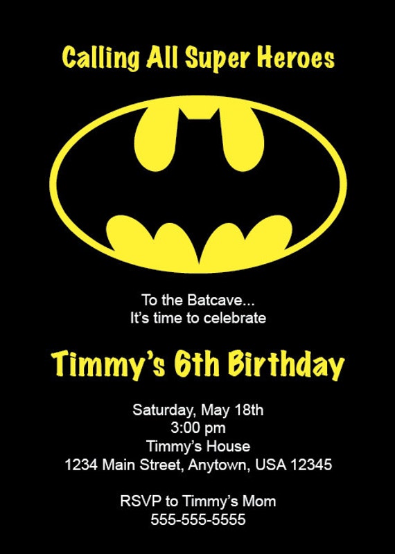 Batman Party Invitations 1