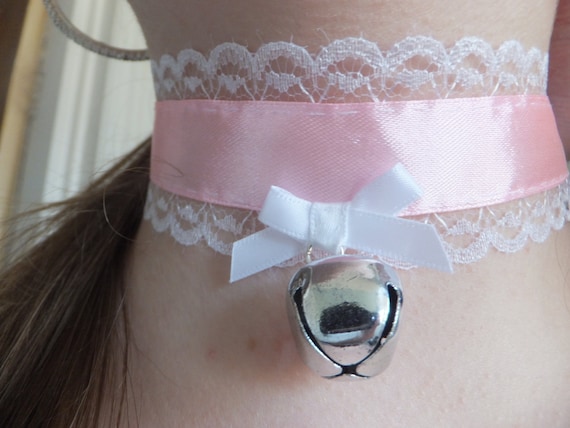 Baby Pink Cosplay Cat Bell Collar Maid Choker Emo Gothic
