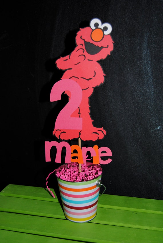 Elmo Cake Topper With Childs Name by UniquePartyCraft on Etsy