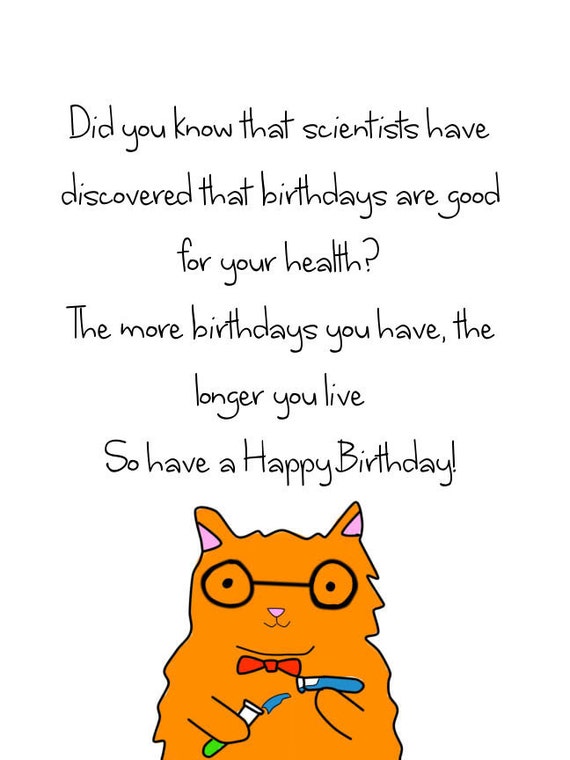 Items similar to Happy Birthday Card Cat Scientist Science Funny Humor