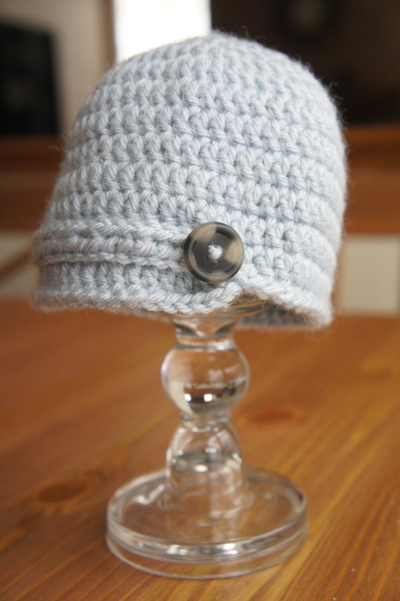 Pale Blue Crochet Newsboy Hat