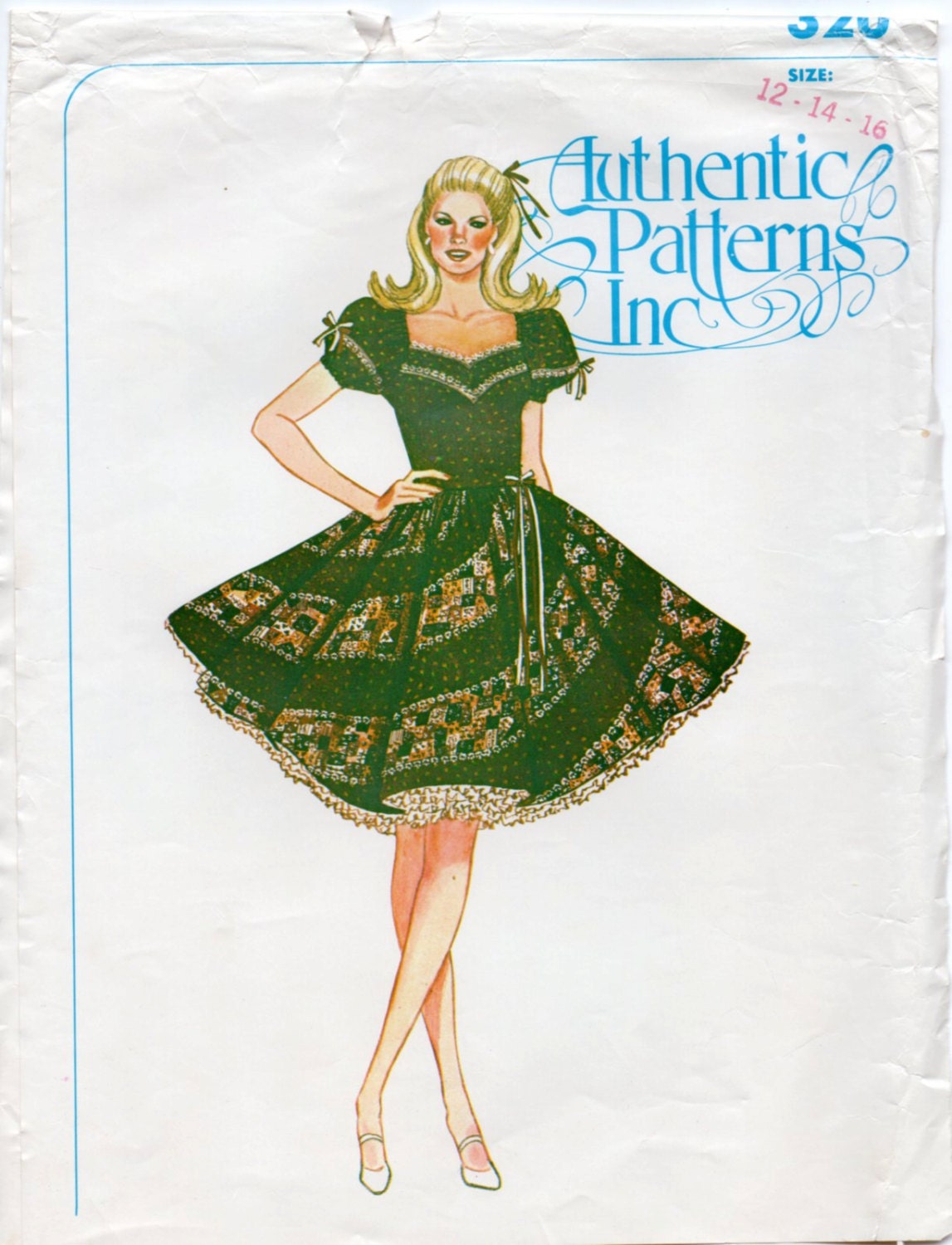 Authentic Patterns 320 Ladies Square Dance Dress Pattern A5 by