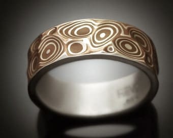 Mokume gane Men's ring - Copper Canyon - Argenitum silver and copper