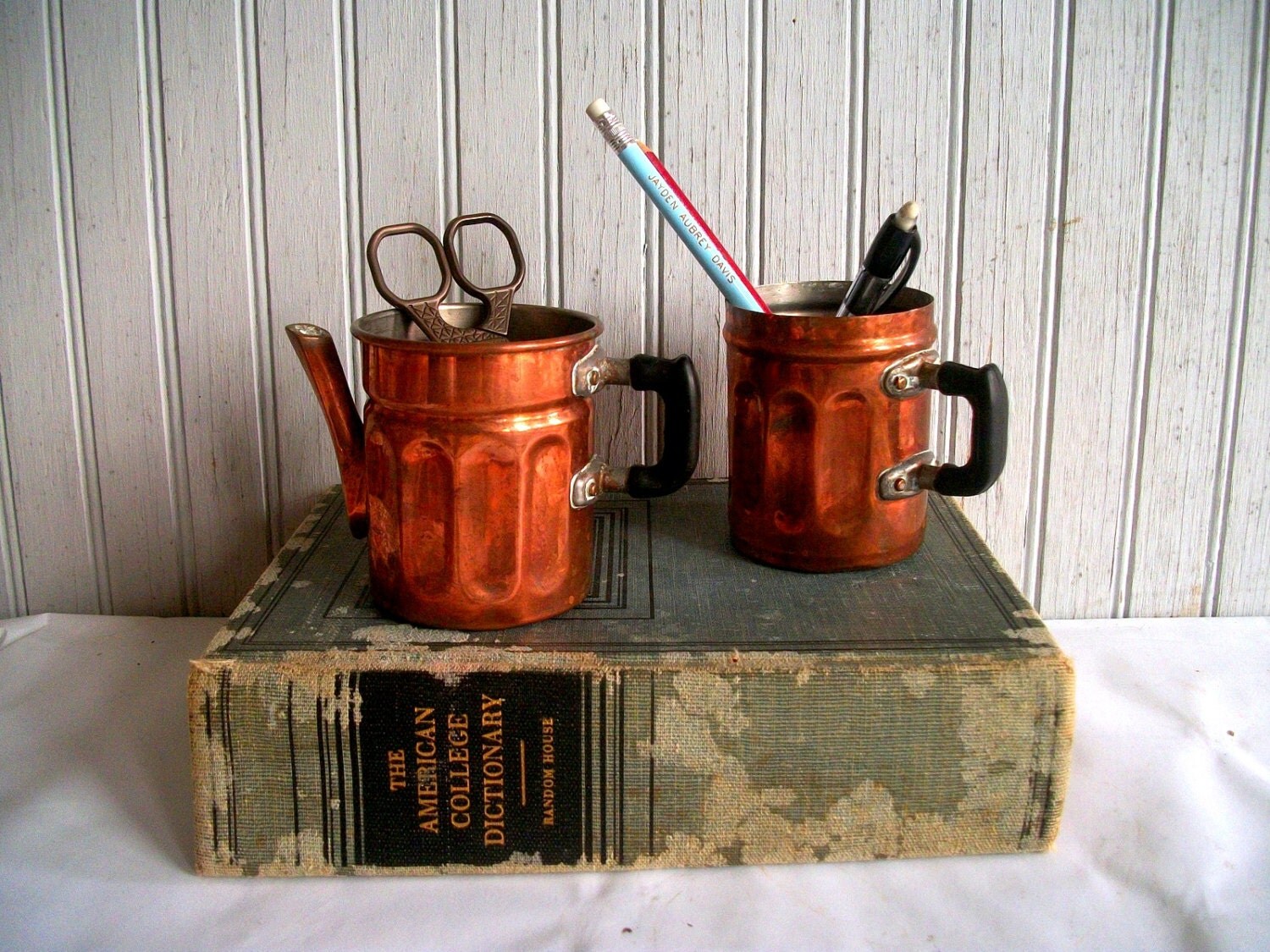 Vintage Copper Espresso Maker Upcycled to Desk by