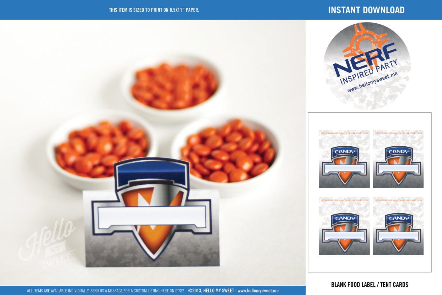 Nerf Labels INSTANT DOWNLOAD Printable Birthday Party