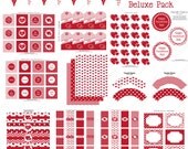 Be Mine Valentines Day Party Sale 70% off diy PRINTABLE Deluxe Package INSTANT DOWNLOAD Pink red grey hearts chevron- Cupcake Express Il_170x135