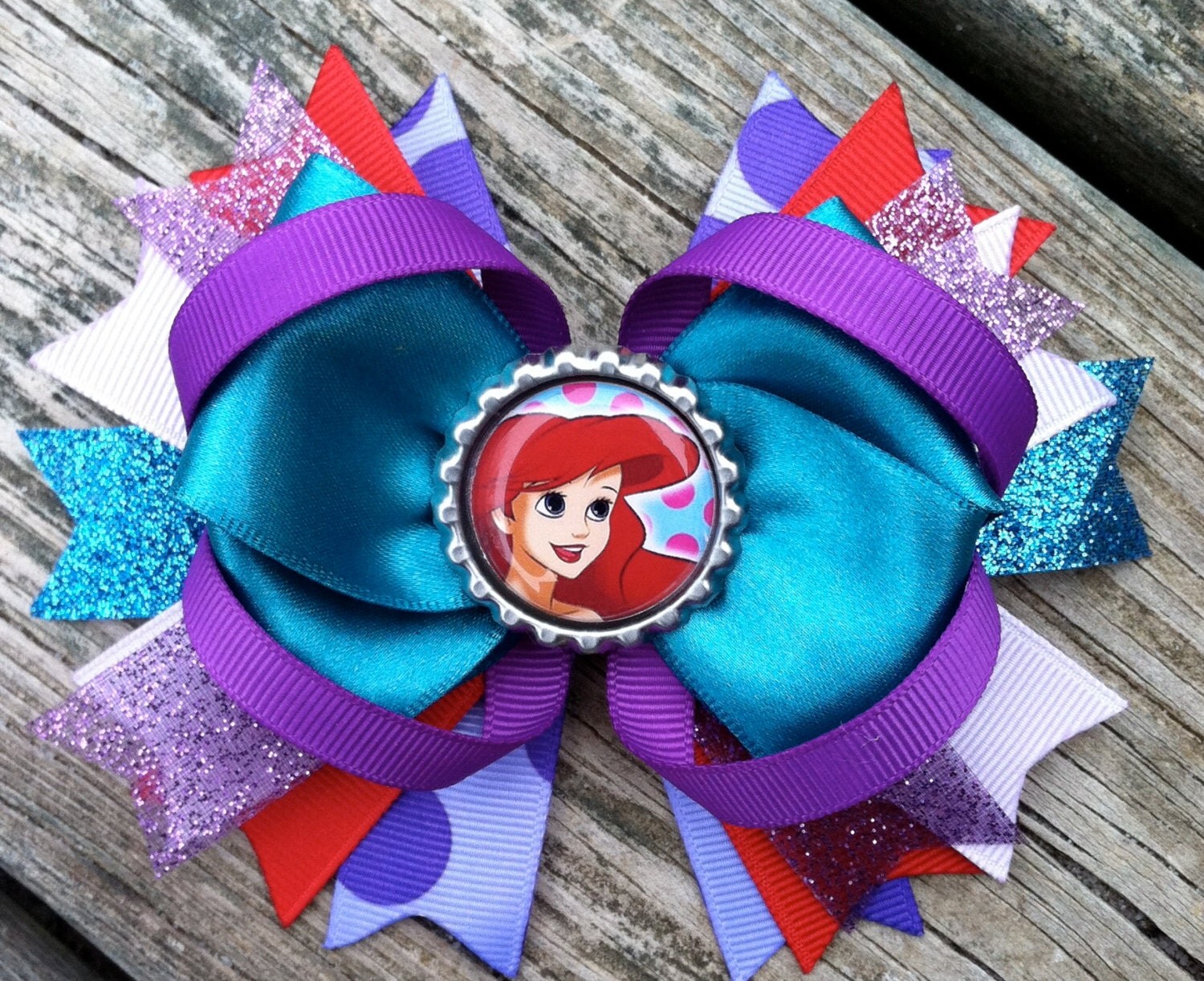 ARIEL Hair Bow Boutique Style Little Mermaid Hair Bow with