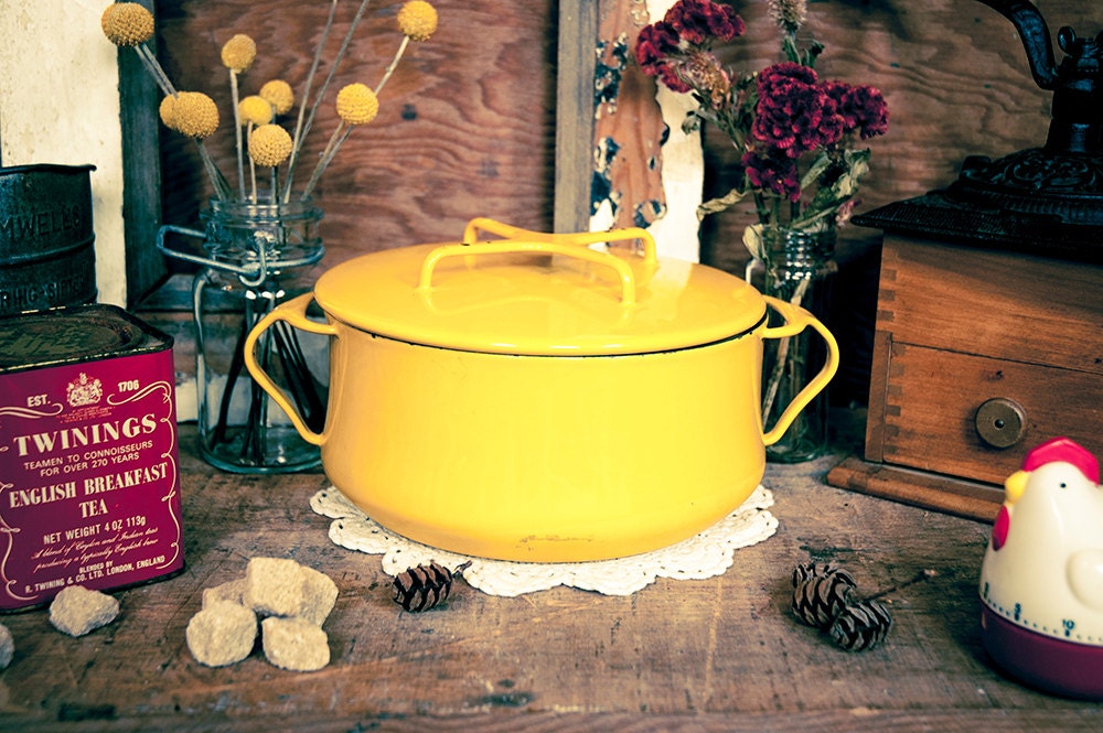 Vintage Yellow Dansk Kobenstyle Enamel Cookware Pot IHQ