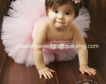 First Birthday Tutu Baby Tutu Pink Tutu Newborn Tutu Sweet Pink Party Tutu And Headband Set