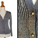 1960s METALLIC cardigan / fitted sweater gunmetal silver gray s / med