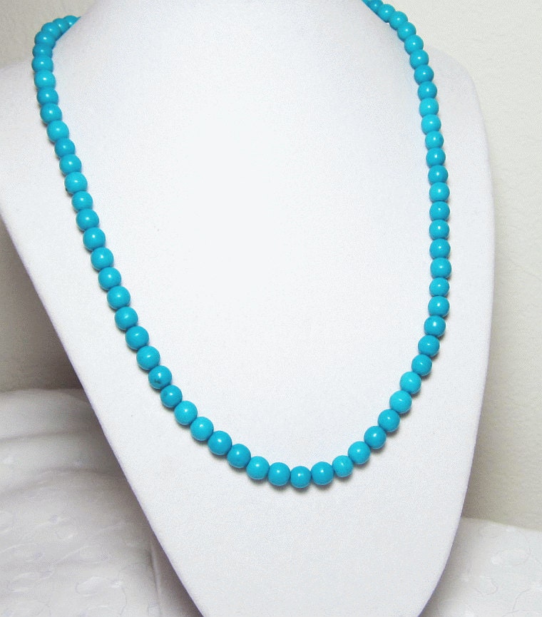 Turquoise Necklace Round Beaded Single Strand Jewellery Small