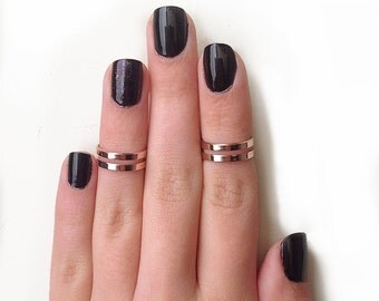 SALE! Love Double Knuckle Rings in Rose Gold - set of 2