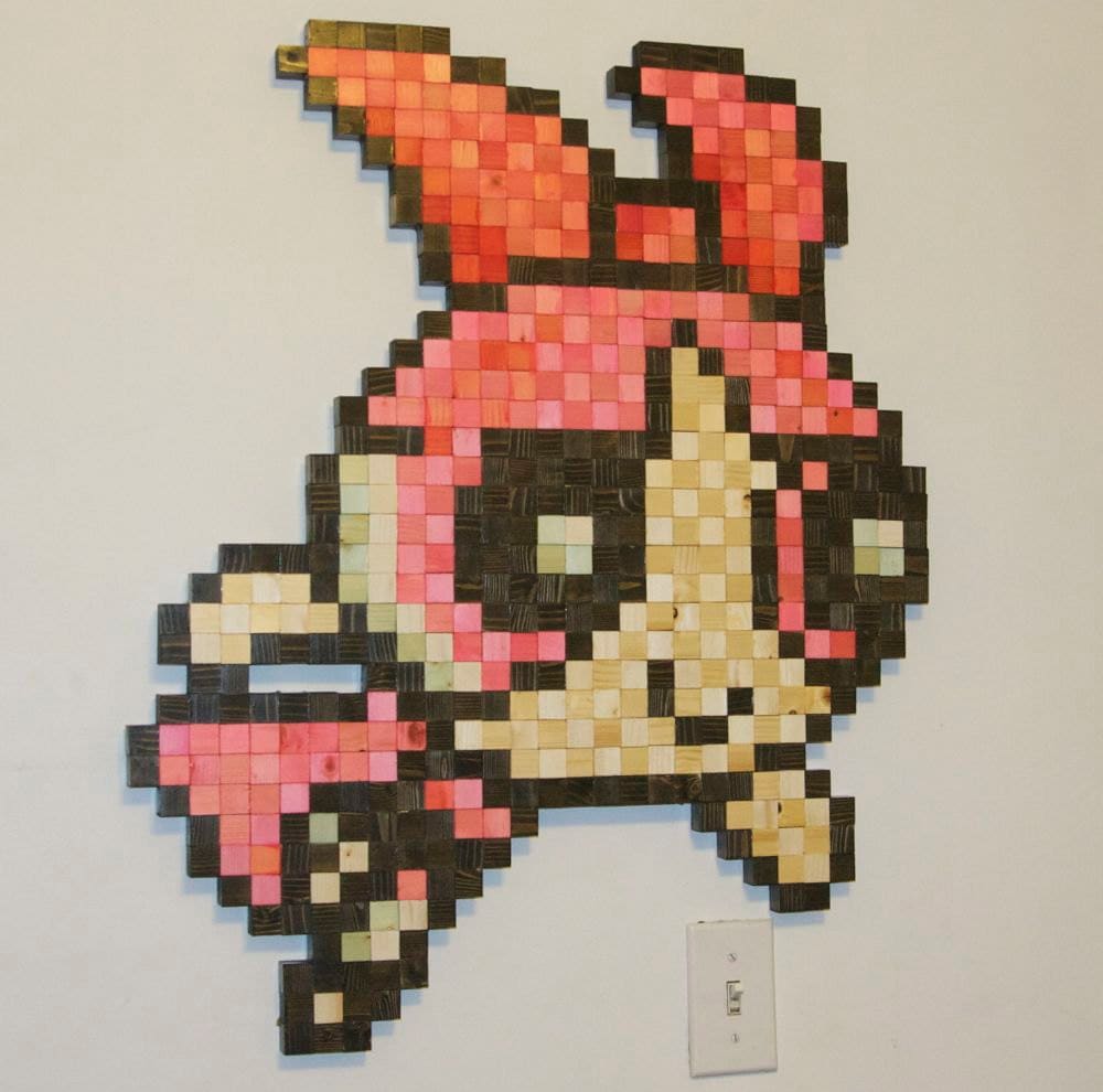 Powerpuff Girls Blossom Wooden Pixel Wall Art by