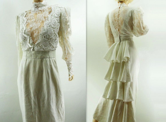 Victorian Wedding 80s Vintage Dress Jessica McClintock
