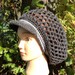 Mesh Visor Slouchy Tam in dark grey with white stripes in an adult large