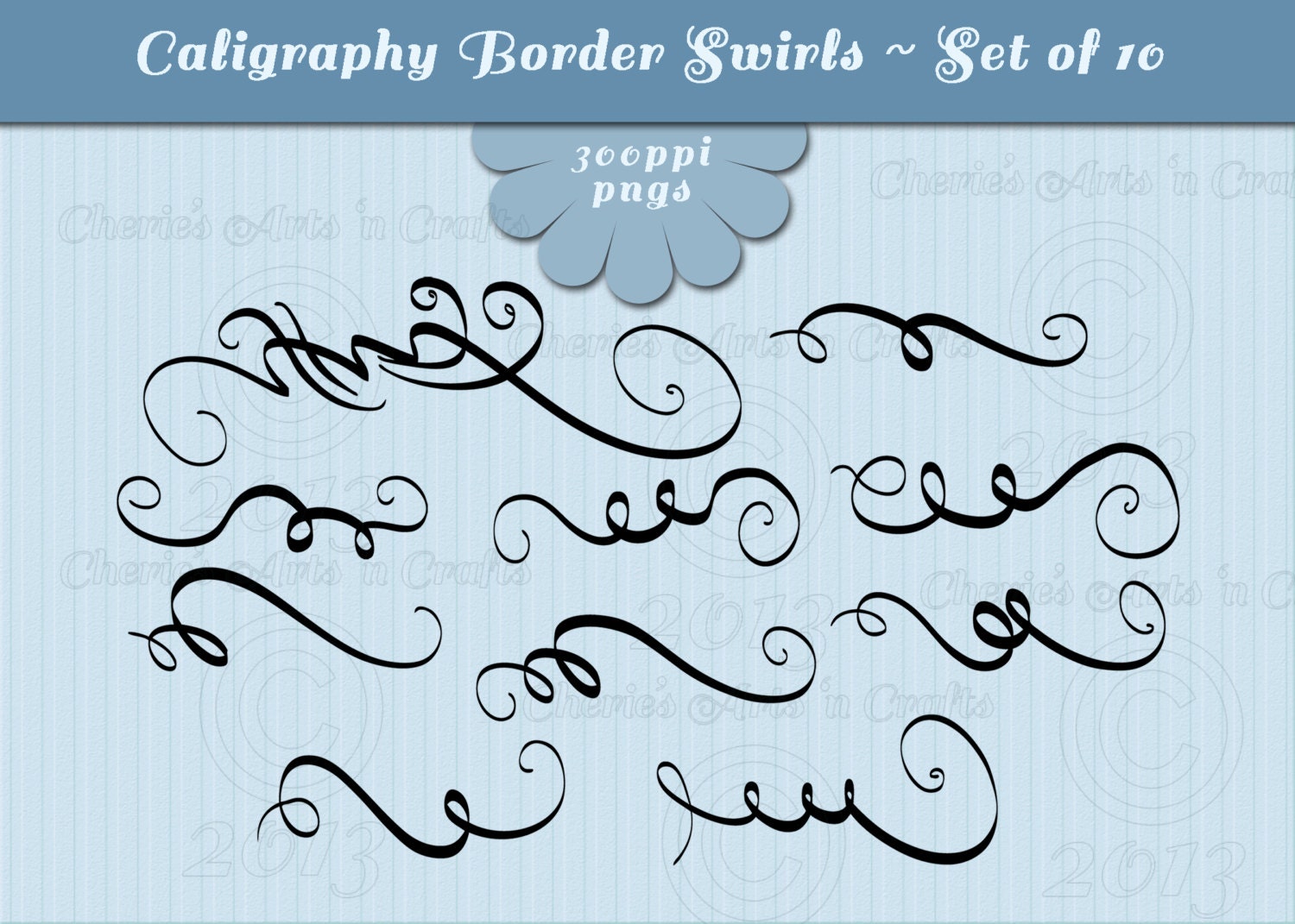 Instant Download Swashes Caligraphy Border by CheriesArtsnCrafts