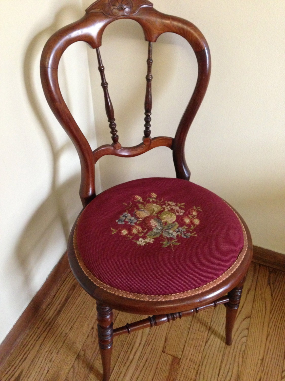 Antique Needlepoint Chair by JamieElaine on Etsy