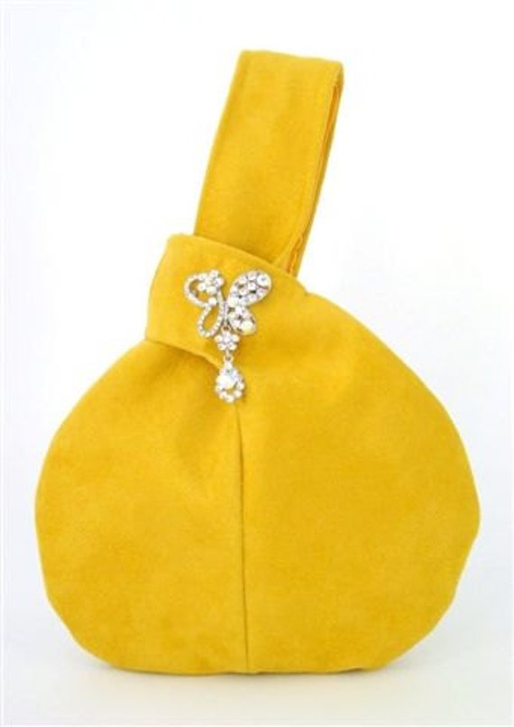 yellow handbag evening bag wristlet party purse