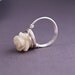 White Rose Ring, Flower Ring, Sterling Silver Wire Wrapped Ring, Unique Ring