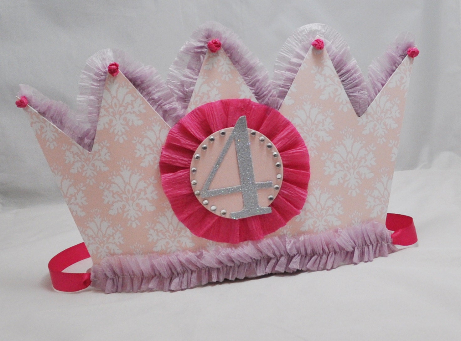 Damask Birthday Princess Crown Party Hat by CardsandMoorebyTerri