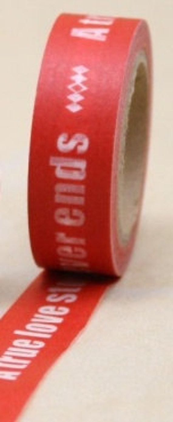 Red printed Washi Tape -- A True Love Story Never Ends Il_570xn