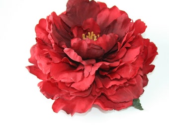 Large Peony in Red - 6 Inches -Artificial Flower, Millinery Flower - ITEM 0390