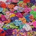 2" Fabric Flowers 50 YoYo Headband Rainbow Retro Birthday Party Rainbow Wedding Favor Hair Clip Bow Bobby Pin Scrapbook Wholesale Handmade