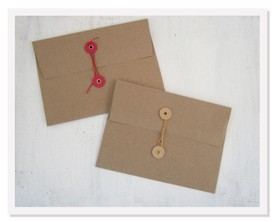 10 Button & String Envelopes Kraft envelopes by GreenRidgeDesigns