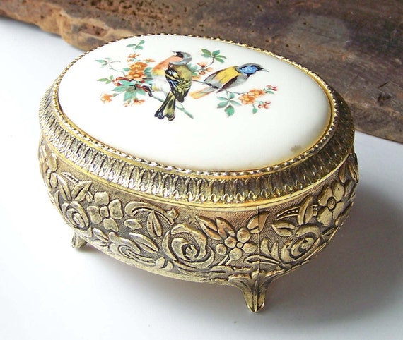 Etsy, Etsy Jewelry, Vintage Bird Box, Vintage Trinket Box, Porcelain ...