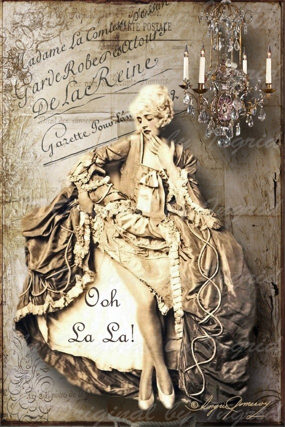 Ooh, la, la Digital Collage Greeting Card (Suitable for Framing)