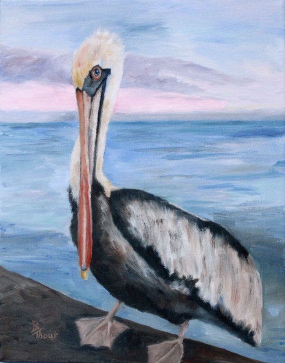 Proud Pelican Original 12x16 Oil Painting