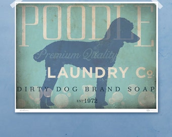 Standard Poodle laundry company laundry room artwork giclee archival signed artists print various sizes