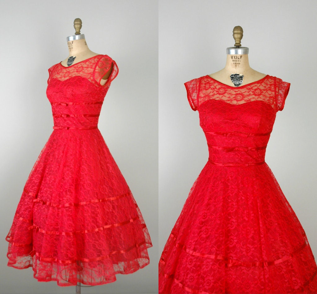 1950s red dress