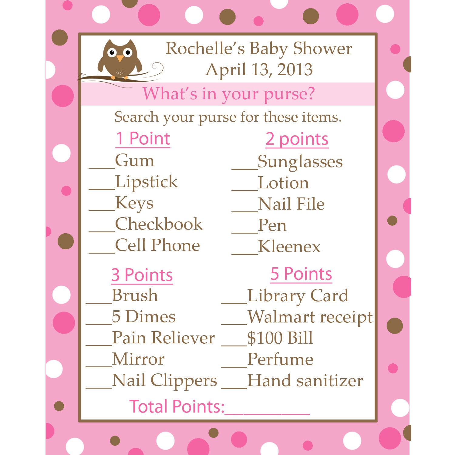 24 Personalized Baby Shower Game Cards What\u002639;s in Your