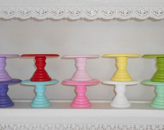 Wood cupcake or mini cake stand pedestal choose your color 4" round Dessert stand