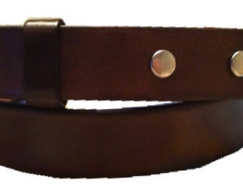 Narrow Brown Leather Belt Strap - Snap On Changeable - Mens Womens - 1 1/8" - Sizes 31 32 34 36 38 40 42 44 inch - 20+ OTHER STYLES AVAIL