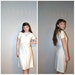Mod wedding dress / vintage 1960s / raw silk / short wedding dress