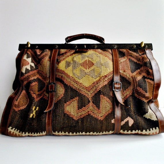 Items similar to kilim carpet bag large overnight luggage 