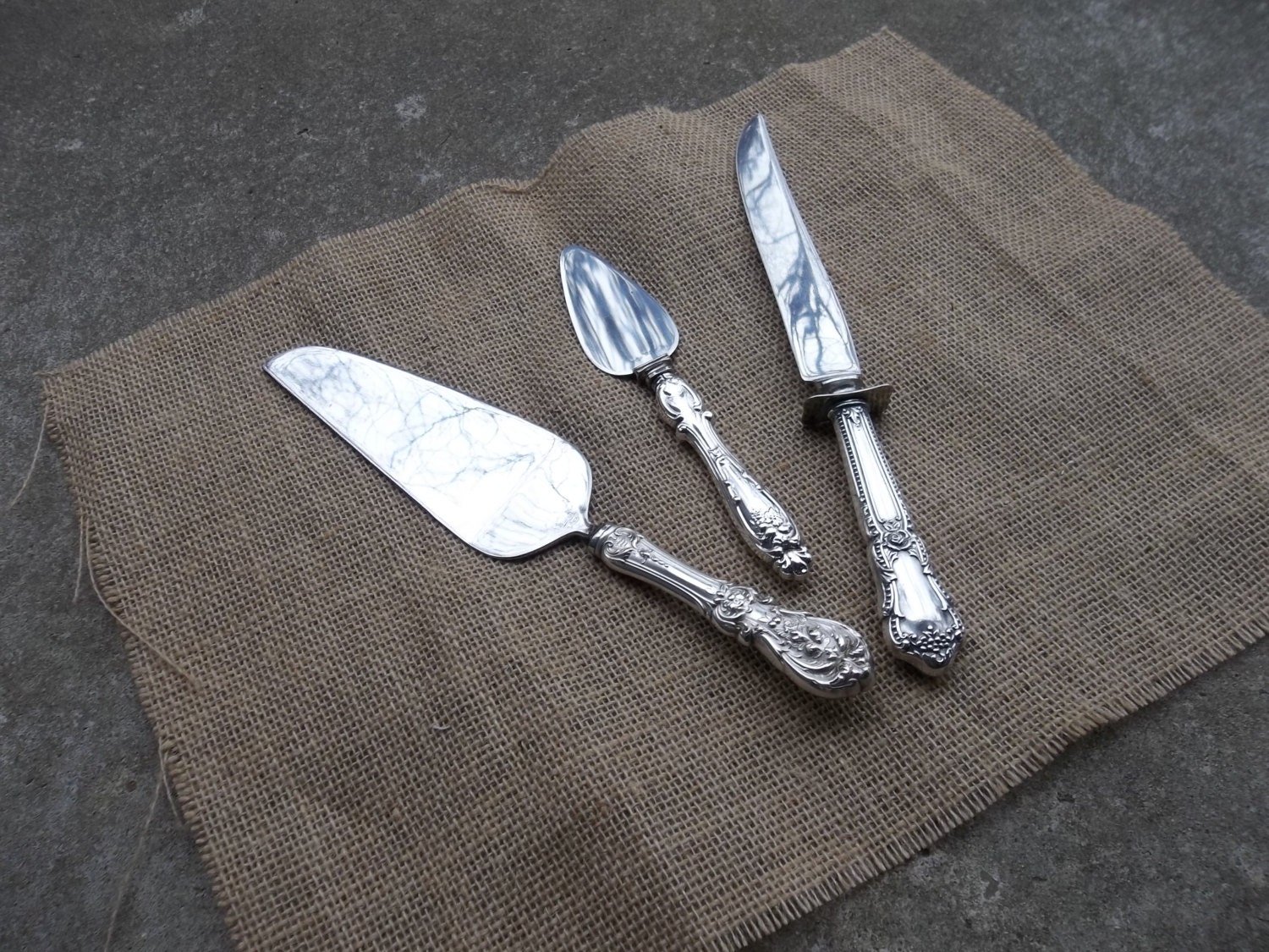 Vintage Sterling Silver Cake Knives Server Wedding Decor Table