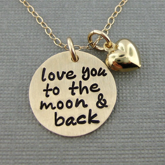 Love you to the moon and back necklace Gold by jcjewelrydesign