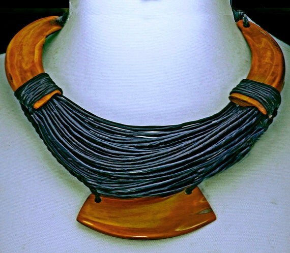 Warthog Tusks & Leather Necklace Organic