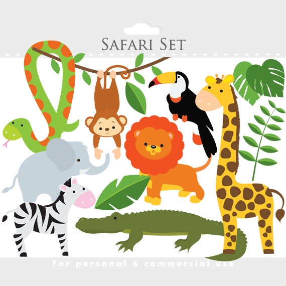 Safari clipart safari animals lion monkey giraffe zebra